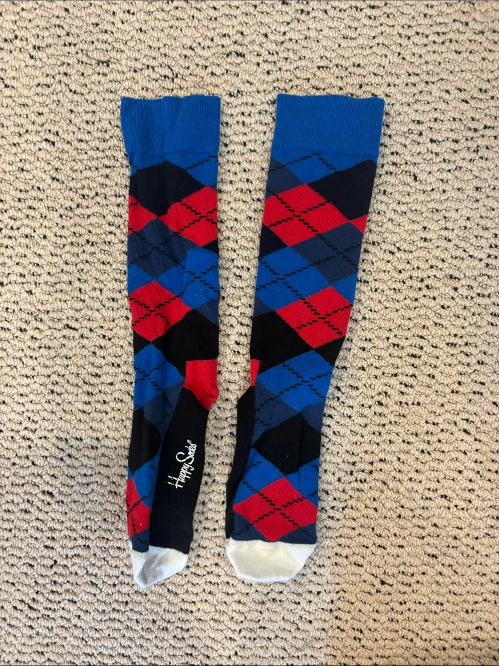 Happy Socks Blue, Red & Black Argyle Knee-Highs